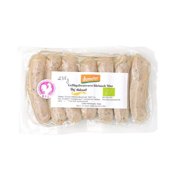 Produktfoto zu Mini-Geflügelbratwurst Bärlauch (210g)